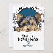 Happy Howlidays Yorkshire Terrier Dog Kerstmis Feestdagenkaart (Voorkant)