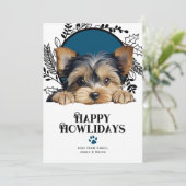 Happy Howlidays Yorkshire Terrier Dog Kerstmis Feestdagenkaart (Staand voorkant)