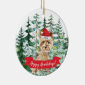 Happy Howlidays Yorkshire Terrier Dog Kerstmis Keramisch Ornament (Rechts)