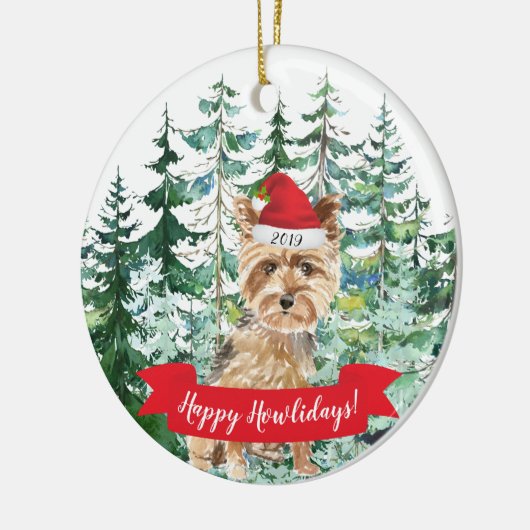 Happy Howlidays Yorkshire Terrier Dog Kerstmis Keramisch Ornament (Links)