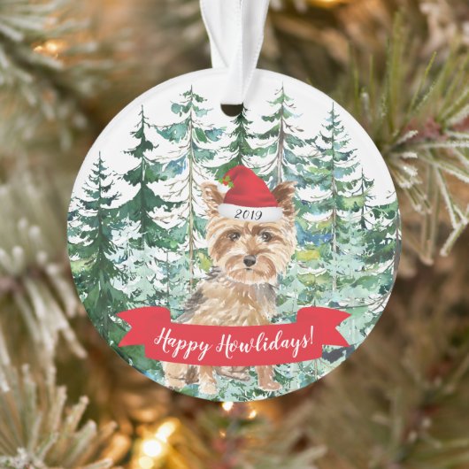 Happy Howlidays Yorkshire Terrier Dog Kerstmis Ornament (Boom)