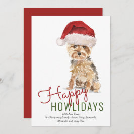 Happy Howlidays Yorkshire Terrier Santa Hat Feestdagenkaart
