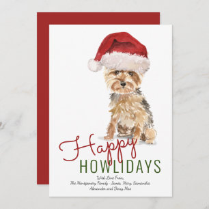 Happy Howlidays Yorkshire Terrier Santa Hat Feestdagenkaart