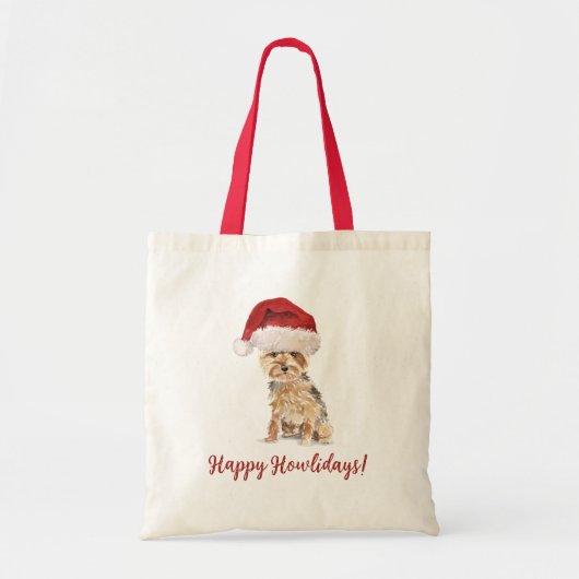 Happy Howlidays Yorkshire Terrier Tote Bag (Voorkant)