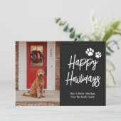 Happy Howlidays Zwart Kalligrafie Huisdier Foto Feestdagenkaart (Staand voorkant)