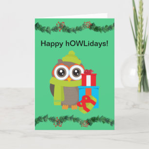 Happy HOWLideays kerstkaart voor Owl Lovers Feestdagen Kaart