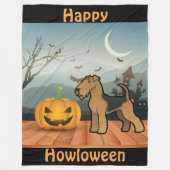 Happy Howloween Airedale Terrier Fleece Deken (Voorkant)