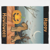 Happy Howloween Airedale Terrier Fleece Deken (Voorkant (Horizontaal))