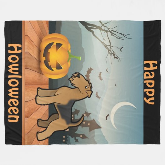 Happy Howloween Airedale Terrier Fleece Deken (Voorkant (Horizontaal))