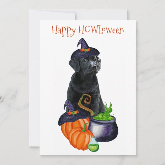 Happy HOWLoween Cute Black Labrador Puppy Dog Feestdagenkaart (Voorkant)