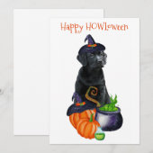 Happy HOWLoween Cute Black Labrador Puppy Dog Feestdagenkaart (Voorkant / Achterkant)