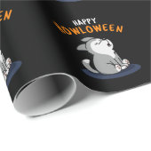 Happy Howloween Funny Dog Pun Dark BG Cadeaupapier (Rol Hoek)