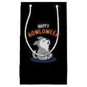 Happy Howloween Funny Dog Pun Dark BG Klein Cadeauzakje (Voorkant)