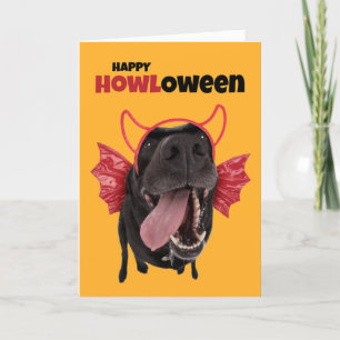 Happy HOWLoween grappige hond in Halloween kostuum Feestdagen Kaart