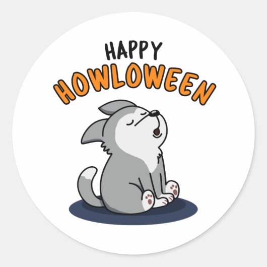Happy Howloween Grappige Hond Pun Ronde Sticker (Voorkant)
