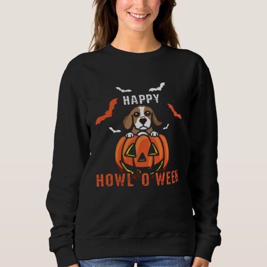 Happy Howloween Howling Beagle Dog Halloween Pumpk Trui (Voorkant)