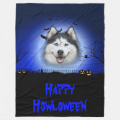 Happy Howloween Husky Fleece Deken (Voorkant)