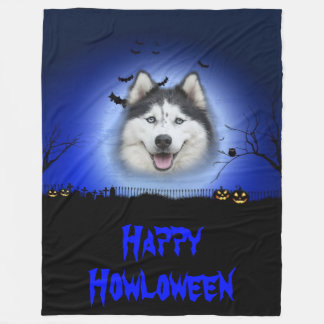 Happy Howloween Husky Fleece Deken
