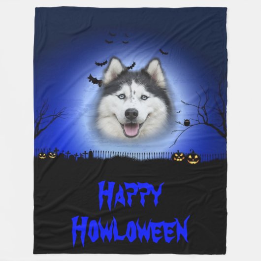 Happy Howloween Husky Fleece Deken (Voorkant)