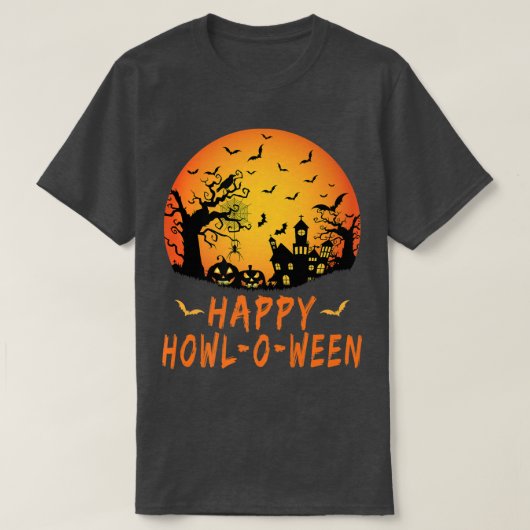 Happy Howloween, Scary Spooky Spider Bat, Halowee T-shirt (Design voorkant)