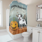 Happy Howloween Staffordshire Bull Terrier Douchegordijn (In situ)