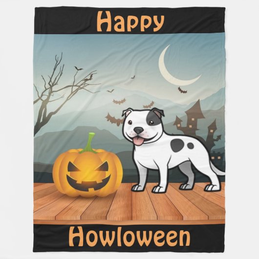 Happy Howloween Staffordshire Bull Terrier Fleece Deken (Voorkant)
