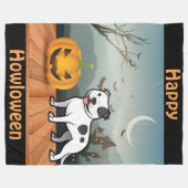Happy Howloween Staffordshire Bull Terrier Fleece Deken (Voorkant (Horizontaal))