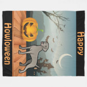 Happy Howloween Weimaraner Fleece Deken (Voorkant (Horizontaal))