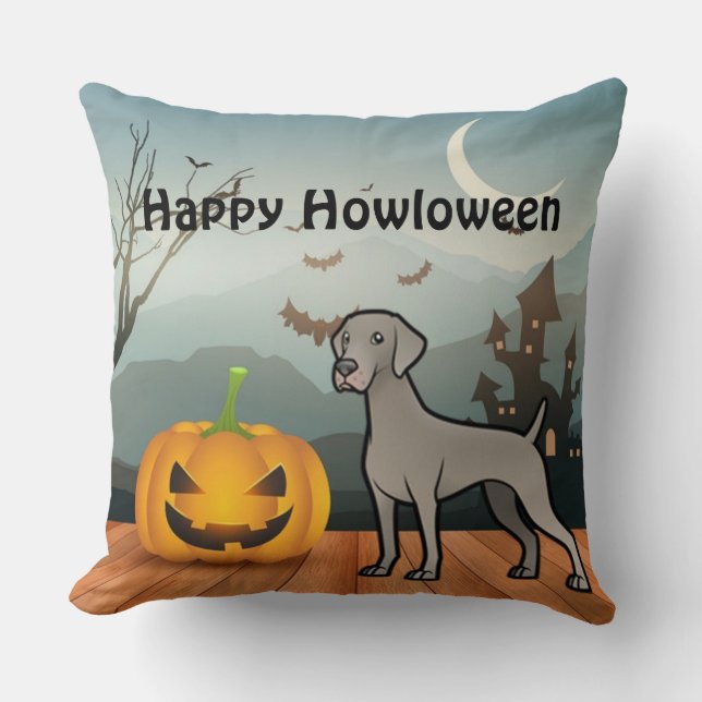 Happy Howloween Weimaraner Kussen (Voorkant)