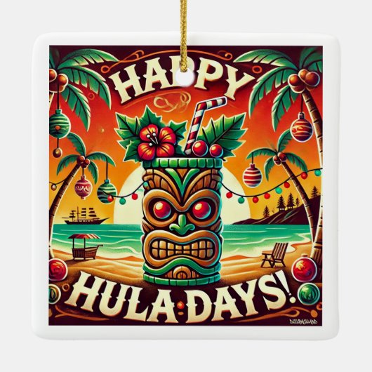 Happy Hula Days Keramisch Ornament (Achterkant)