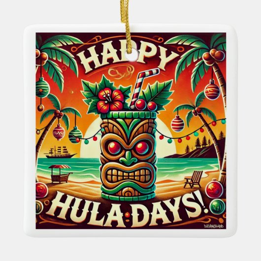Happy Hula Days Keramisch Ornament (Voorkant)