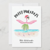 Happy Huladays Flamingo Beach Kerstmis Feestdagenkaart (Voorkant)