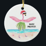 Happy Huladays Flamingo Tropical Beach Kerstmis Keramisch Ornament<br><div class="desc">Voeg wat tropische charme toe aan uw kerstdagen met dit 'Happy Huladays'-ornament met een roze flamingo die een Santa hat hula danst bij het zee. Dit opvallende ornament vangt de grillige sfeer van het vakantieseizoen en een leuke strandvakantie vibe alles in één. Personaliseer het om het extra speciaal te maken...</div>