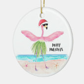 Happy Huladays Flamingo Tropical Beach Kerstmis Keramisch Ornament (Links)
