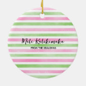 Happy Huladays Flamingo Tropical Beach Kerstmis Keramisch Ornament (Achterkant)