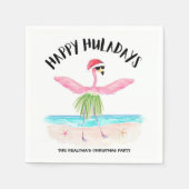 Happy Huladays Flamingo Tropical Beach Kerstmis Servet (Voorkant)