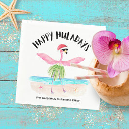 Happy Huladays Flamingo Tropical Beach Kerstmis Servet