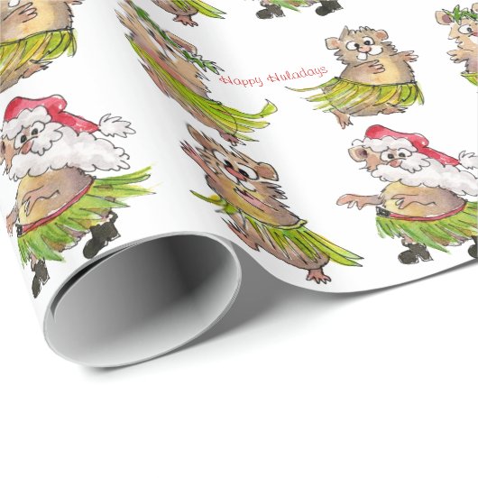 Happy Huladays kersthamsters Cadeaupapier (Rol Hoek)