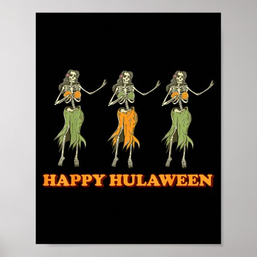 Happy Hulaween Hawaii Themed Halloween Skeleton Vi Poster (Voorkant)