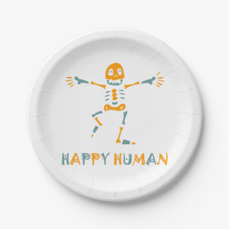 Happy human skeleton papieren bordje