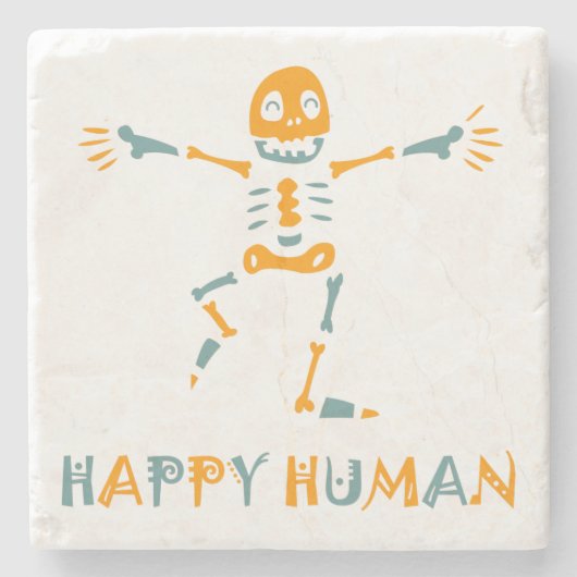 Happy human skeleton stenen onderzetter (Voorkant)