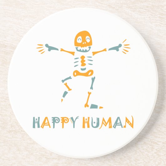 Happy human skeleton zandsteen onderzetter (Voorkant)