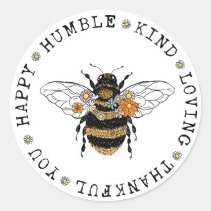 Happy Humble Kind Bee Ronde Sticker