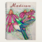 Happy Hummingbird Bright Pink Coneflowers Planner (Voorkant)