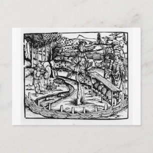 Happy husbandsmen die bijen kussen, illustratie va briefkaart
