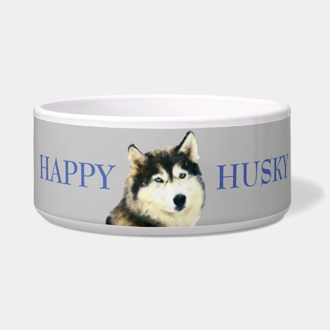 Happy Husky Dog Bowl Voerbakje (Voorkant)