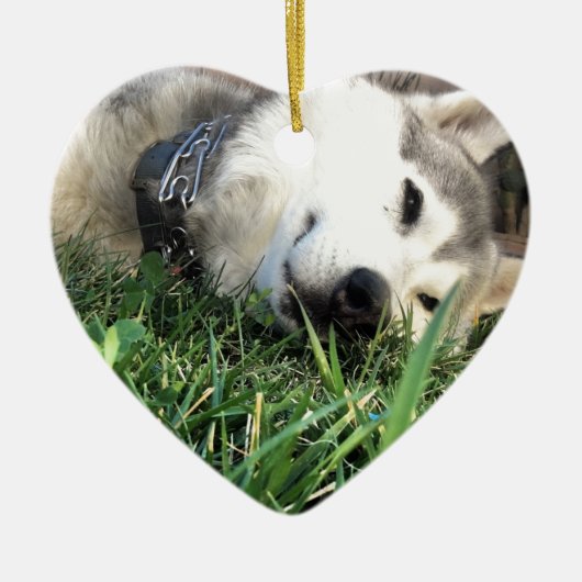Happy Husky Keramisch Ornament (Voorkant)