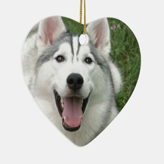 Happy Husky Keramisch Ornament (Rechts)