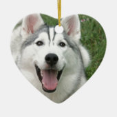 Happy Husky Keramisch Ornament (Voorkant)