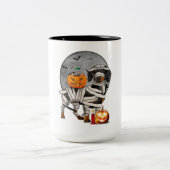 Happy HWeenie Dachshund Mummy Dog Tweekleurige Koffiemok (Center)